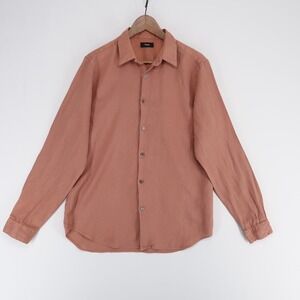 Theory Irving Shirt Mens L Dusty Pink Linen Long Sleeve‎ Button Up Solid Casual
